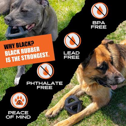 Monster K9 Ring Ball | Virtually Indestructible. Lifetime Guaranteed. | VULCRON™ Natural Rubber | Durable, Heavy Duty Dog Chew Toy for Aggressive Chewers | Medium & Large Breeds, 5.5”7