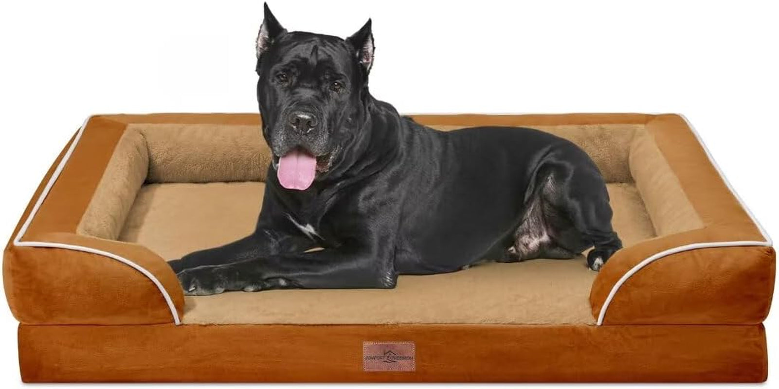 comfort-expression-orthopedic-dog-bed-for-extra-large-dogs-with-bolster-waterproof-dog-couch-bed-with-washable-cover-non-slip-bottom-supportive-egg-crate-foam-xl-pet-bed-42x30-inch