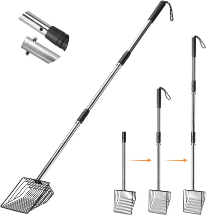 PETOCAT Cat Litter Scoop 43 Inch Metal Litter Scooper with Stainless Steel Long Handle, Upgraded Large Kitty Box Scooper Heavy Duty Deep Shovel for Fast Sifting, Dog Waste Scooops for outside Pet Poop1