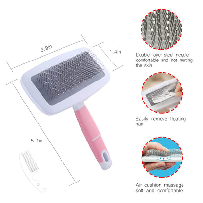 Small Animal Pet Grooming Kit with Pet Shedding Slicker Brush, Bath Massage Glove, Pet Grooming Comb, Nail Clipper Trimmer for Rabbit, Puppy, Kitten, Guinea Pig, Hamster, Ferret (Pink)4