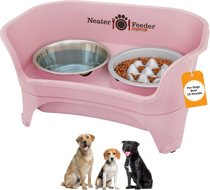 Neater Feeder Express Mess Proof Dog Bowls Elevated for Small Breeds under 15 Lb, Made in USA, No Spill Raised Dog Food Bowl Stand, Stainless Steel Food and Water Bowl Set, Feeding Station, Cappuccino11