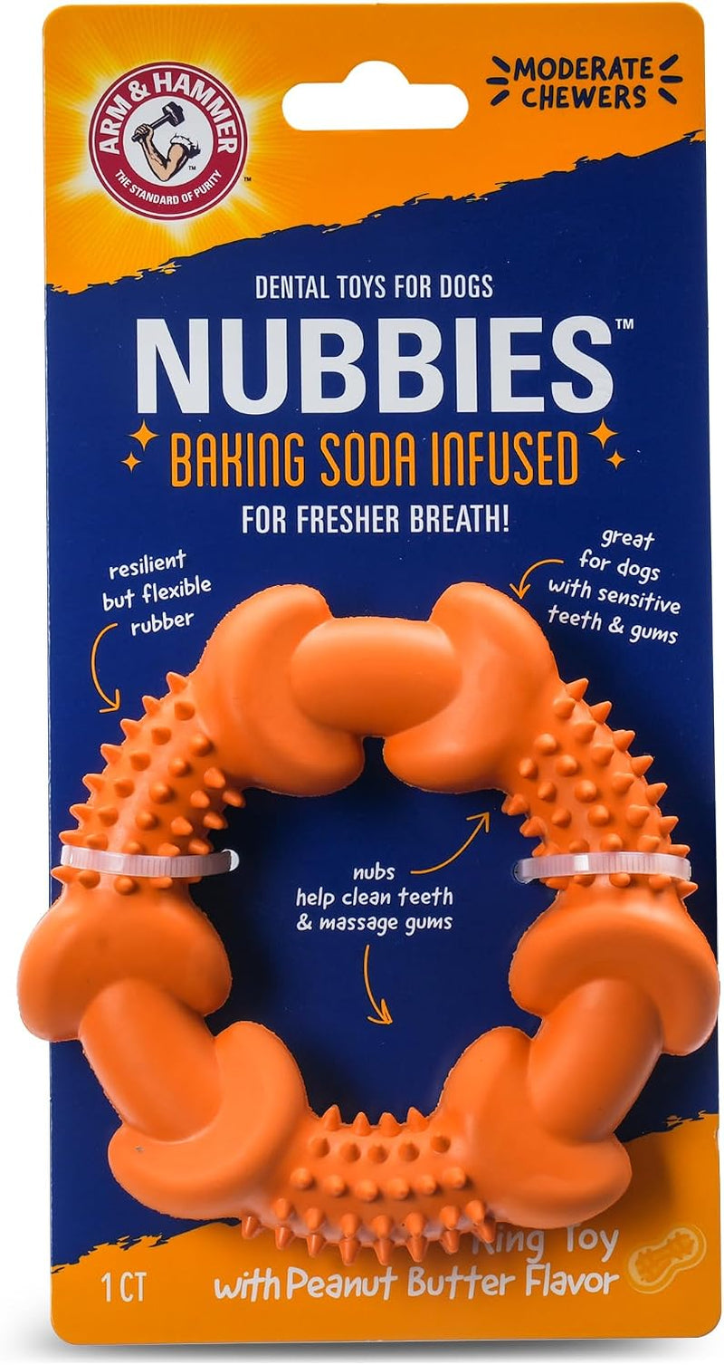 arm-and-hammer-nubbies-t-bone-dental-dog-chew-toy-with-peanut-butter-flavor-tpr-nubs-clean-teeth-and-gums-durable-nylon-chew-for-aggressive-chewers-helps-reduce-plaque-and-tartar