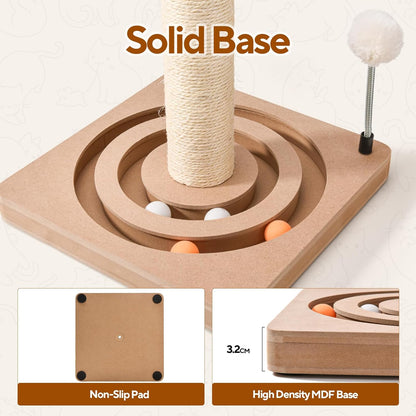 LIFLIX 25 Inches Cat Scratching Post with Interactive Toys, Sisal Cat Scratch Post with Sturdy Ball Track Base for Indoor Cats and Kittens5