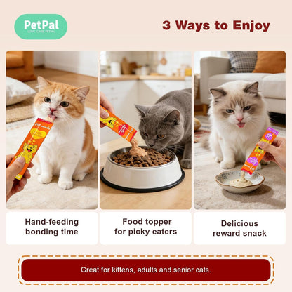 Feline Temptation Squeezable Cat Treats – 30 Count Variety Pack, Multi-Flavor Lickable Snacks, Supports Healthy Hydration, Creamy Texture, Natural Cat Treats for All Breeds6