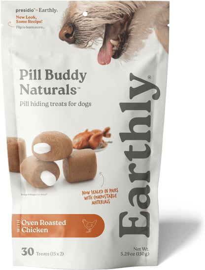 Presidio Earthly Pill Buddy Naturals - PB & Apple Recipe Pill Hiding Treats for Dogs - Make a Perfect Pill Concealing Pocket or Pouch for Any Size Medication - 30 Servings25