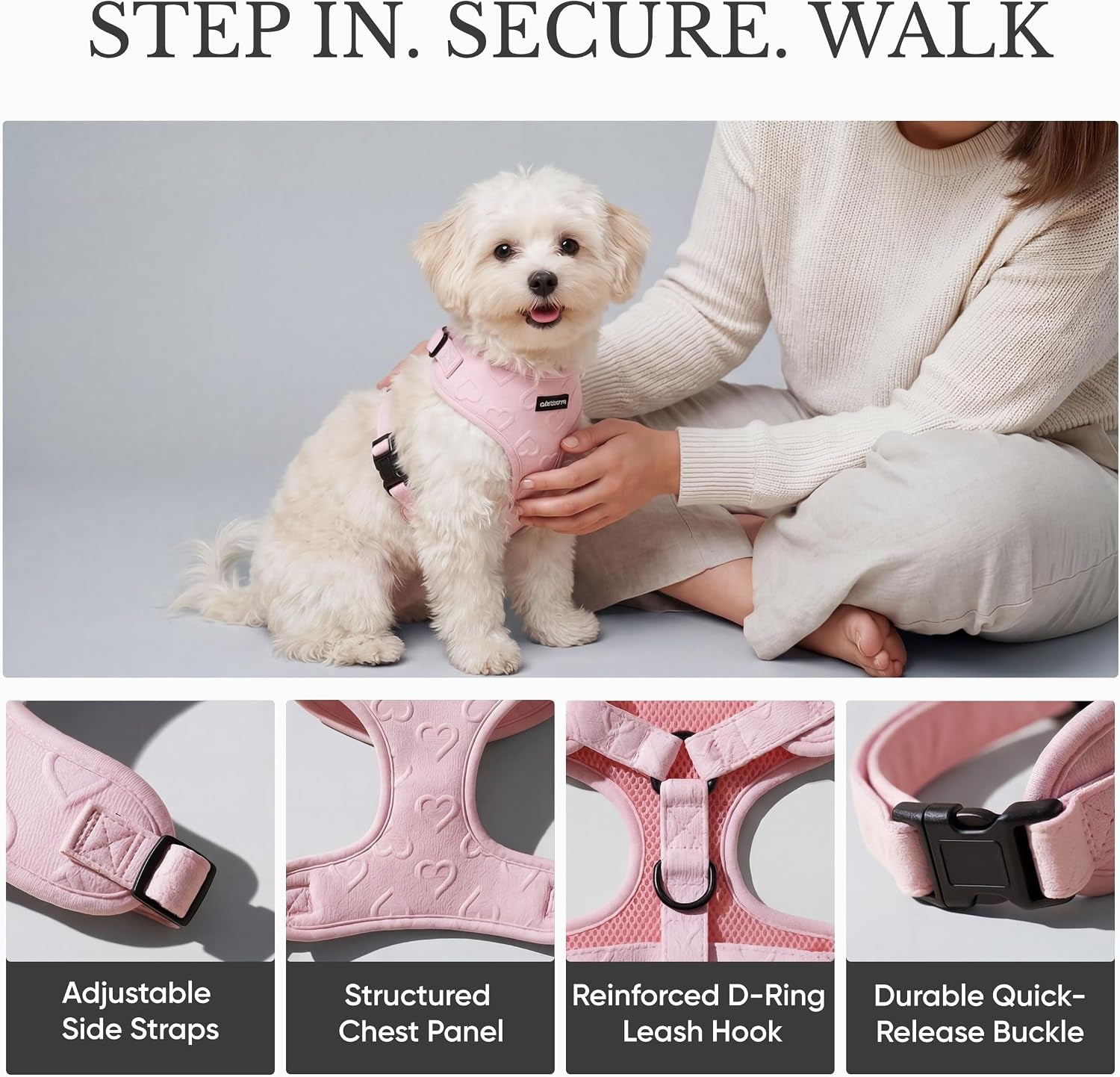 no-pull-harness-leash-set-for-small-sized-dogs-soft-padded-breathable-neoprene-harnesses-lightweight-adjustable-step-in-vest-with-cute-heart-print-secure-back-d-ring-neck-13-17-chest-16-21