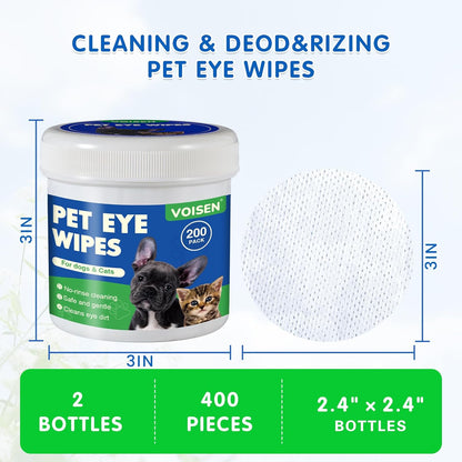 400Pcs Eyes Wipes for Dogs, Pet Tear Stain Remover Wipes | Care Eye Wash Pads for Dogs and Cats, Face, Eye Cleaner Pads to Gently Remove Discharge, Eye Wipes for Dogs & Cat Eye Wipes2