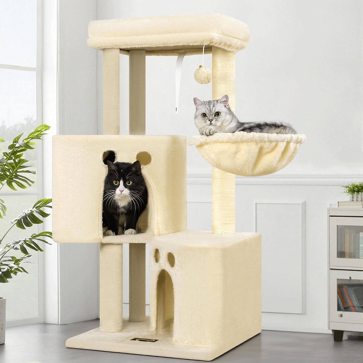 small-cat-tree-tower-for-indoor-cats-40-in-medium-cat-bed-scratching-posts-multi-level-compact-kitty-kitten-houses-climbing-trees-stands-with-2-condos-sisal-post-perch-platform-hammock-plush-toy-balls