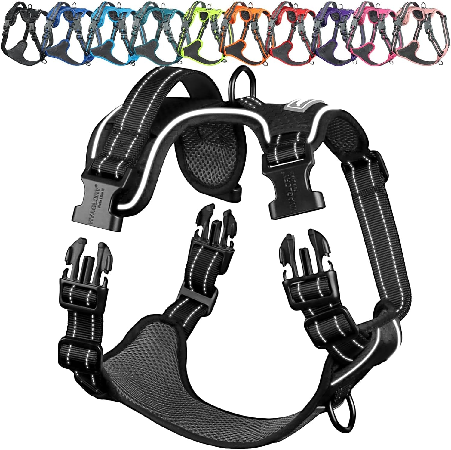 vivaglory-no-pull-dog-harness-vest-harness-l-orange-patterned-with-handle-front-and-back-clip-for-training-pulling-no-pull-escape-proof-padded-adjustable-for-pet-puppy