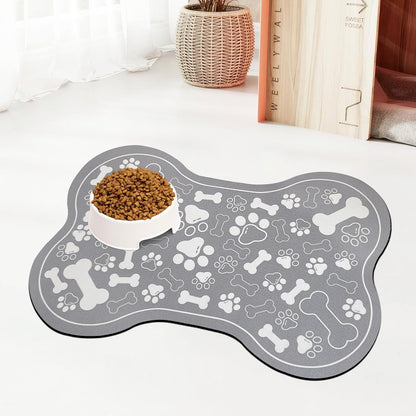 Dog & Cat Food Mat Bone Shaped Pet Feeding Mat Quick Absorb Water Bowl Placemat with Rubber Backing Indoor Floor Stain Resistant Pet Accessory Supplies (Light Pink Small, 12X18 Inches)10