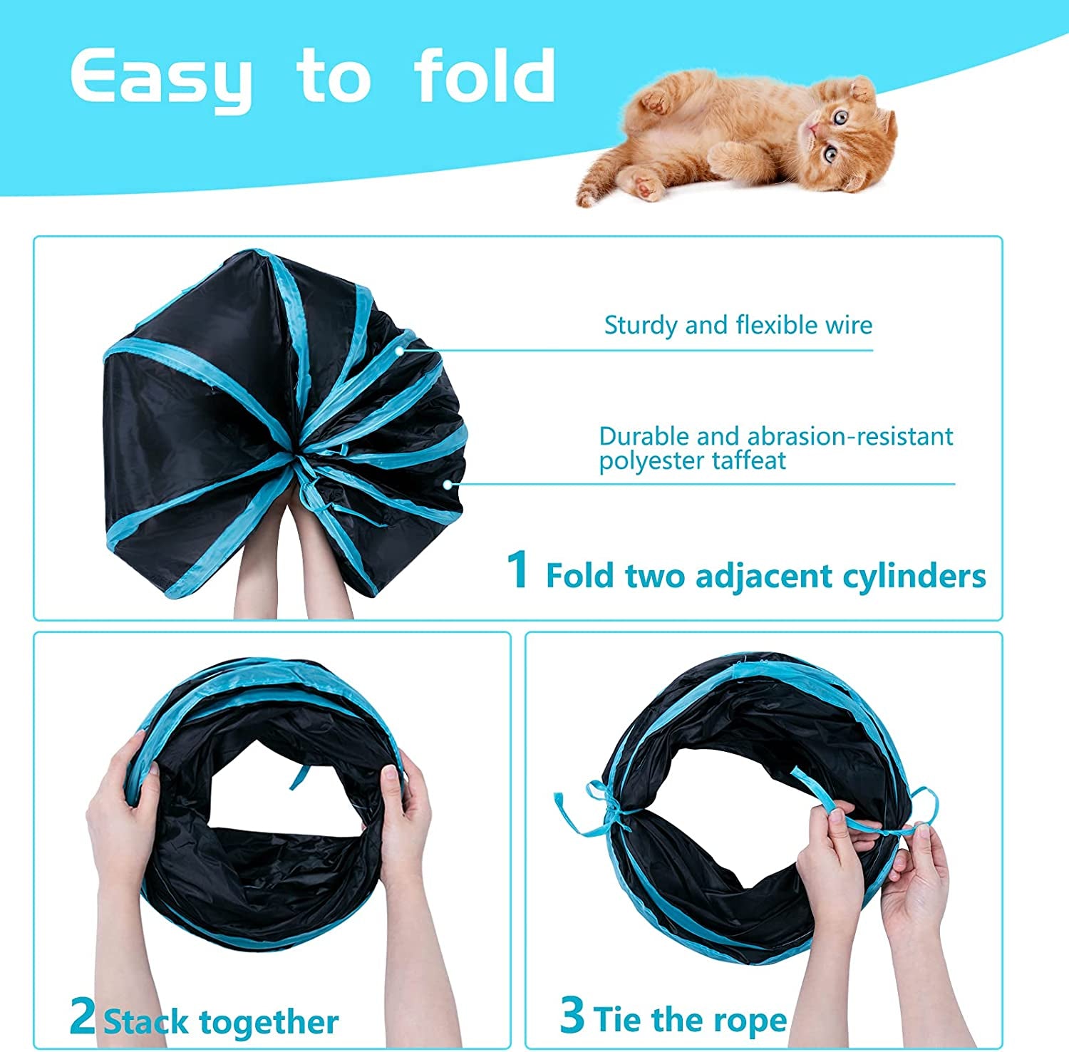 sheldamy-cat-tunnel-s-2-way-cat-tunnels-for-indoor-cats-collapsible-cat-play-tunnel-interactive-toy-maze-cat-house-with-1-play-ball-for-cats-puppy-kitty-kitten-rabbit-blue-black