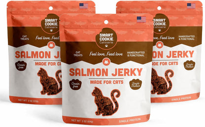 Smart Cookie Salmon Jerky Cat Treats – Real Salmon & Flaxseed, Omega-3S for Skin & Coat, Grain Free, High Protein, Handcrafted Natural Treat – Made in the USA (Pack of 1)15