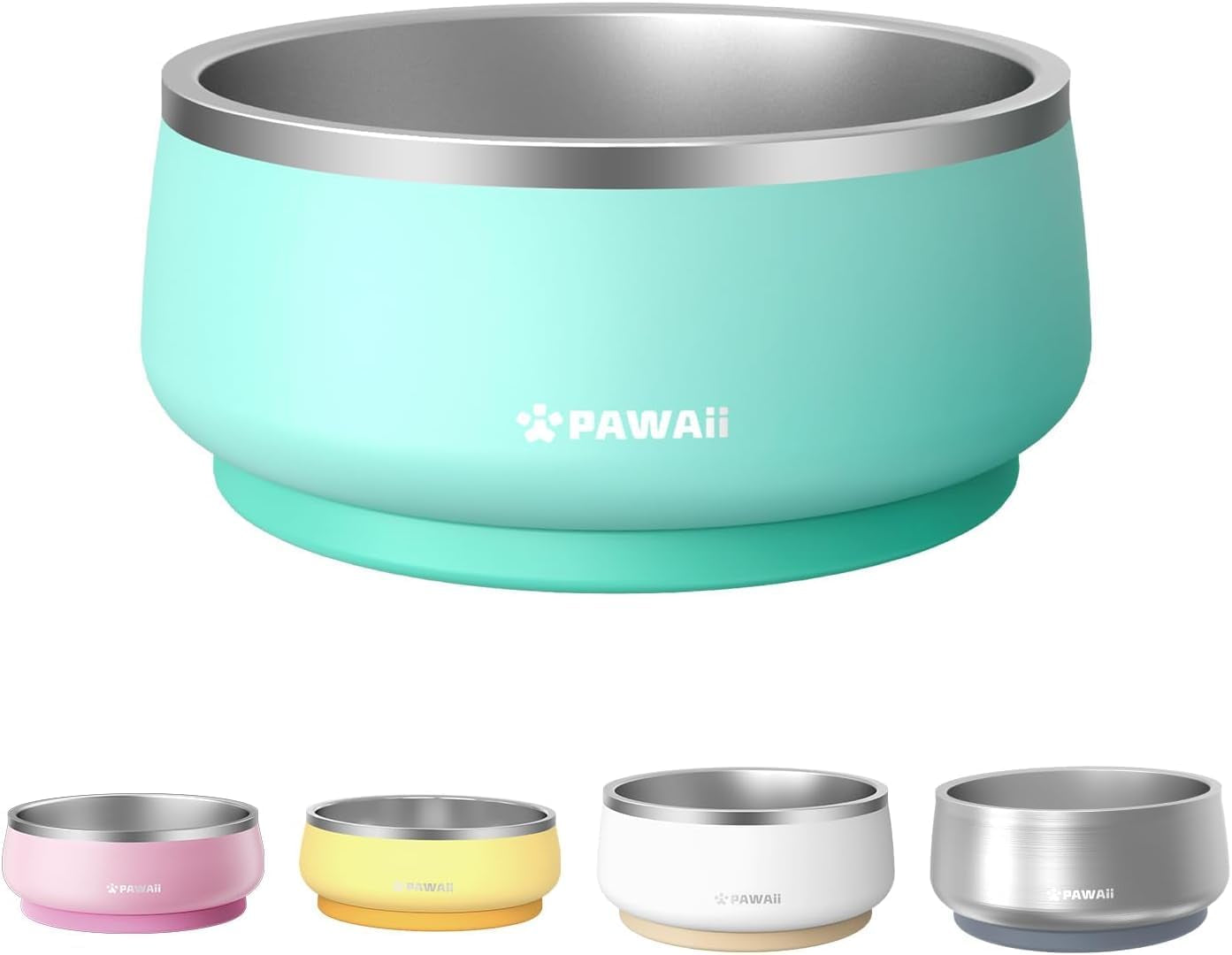 pawaii-dog-bowl-34-oz-stainless-steel-food-and-water-bowl-id-tag-1-pack-double-wall-design-non-slip-rubber-base-dishwasher-safe-smooth-open-design-not-a-slow-feeder-easy-rinse-interior