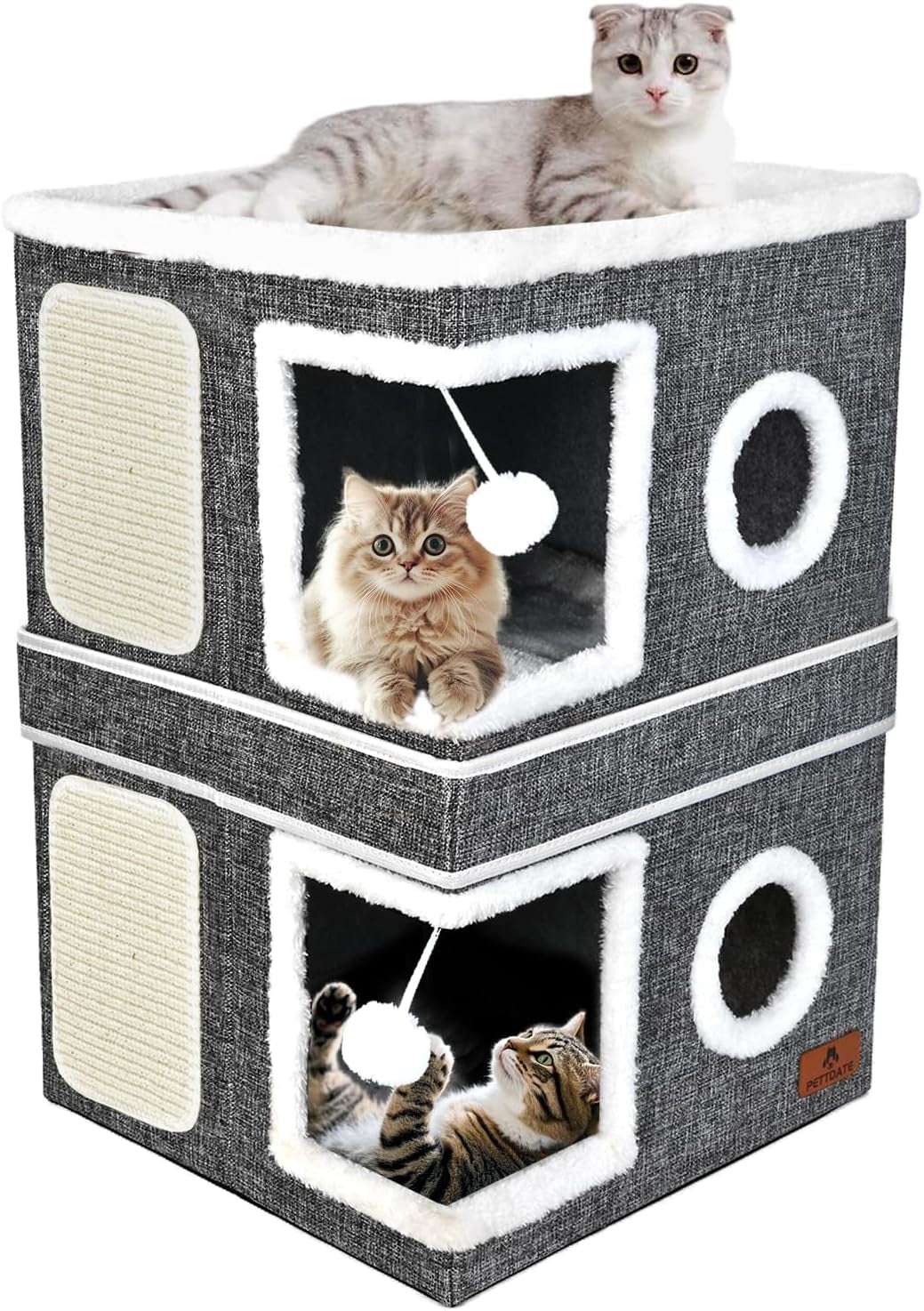 cat-beds-for-indoor-cats-large-cat-cave-bed-with-scratch-pad-and-fluffy-ball-foldable-cat-hideaway-cat-house-with-reversible-cushion-for-multi-small-pet-up-to-30lbs-grey