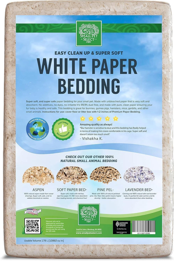 Small Pet Select Unbleached White Paper Bedding, 178L | Soft Absorbent Natural Bedding, Odor Control, Made in USA, for Guinea Pigs, Rabbits, Hamsters & Small Pets2