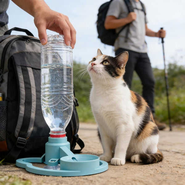 Cat Water Fountain Stand, Cat Water Bottle Dispenser, Automatic Anti-Tipping Pet Supplies, Kitten Wat-Er Bottle Basin Stand, Pet Wate-R Dispenser Station Stands for Puppy Kitten Breed Balcony3