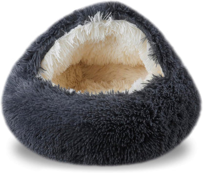 FORMYCATIE Cat Beds for Indoor Cats,Cat Cave for Puppy and Kitty,Calming Small Dog Bed for Small Dogs with Cover Cave,Cozy Warming Fluffy Washable Anti-Slip Pet Sleeping Bag(20 * 20Inch,Dark Gray)1