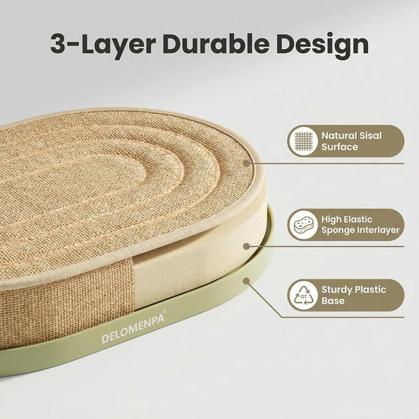 Large Sisal Cat Scratcher Lounge, 2-In-1 Cat Bed with Durable Base & Plush Foam Cushion, Non-Shedding Cat Scratching Pad for Indoor Cats,22"X14", No Mess Furniture Protector2