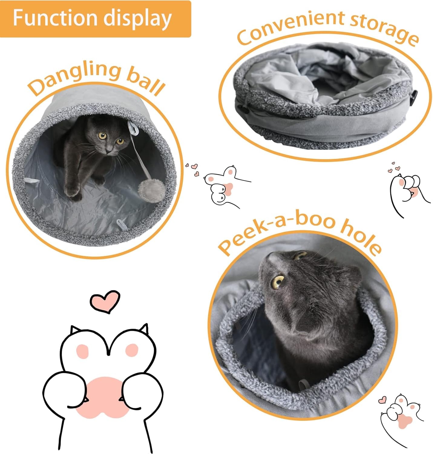 cat-tunnel-for-indoor-cats-51-12-inch-foldable-big-cat-tunnel-grey-suede-pet-tunnels-with-two-peepholes-and-a-bubble-ball
