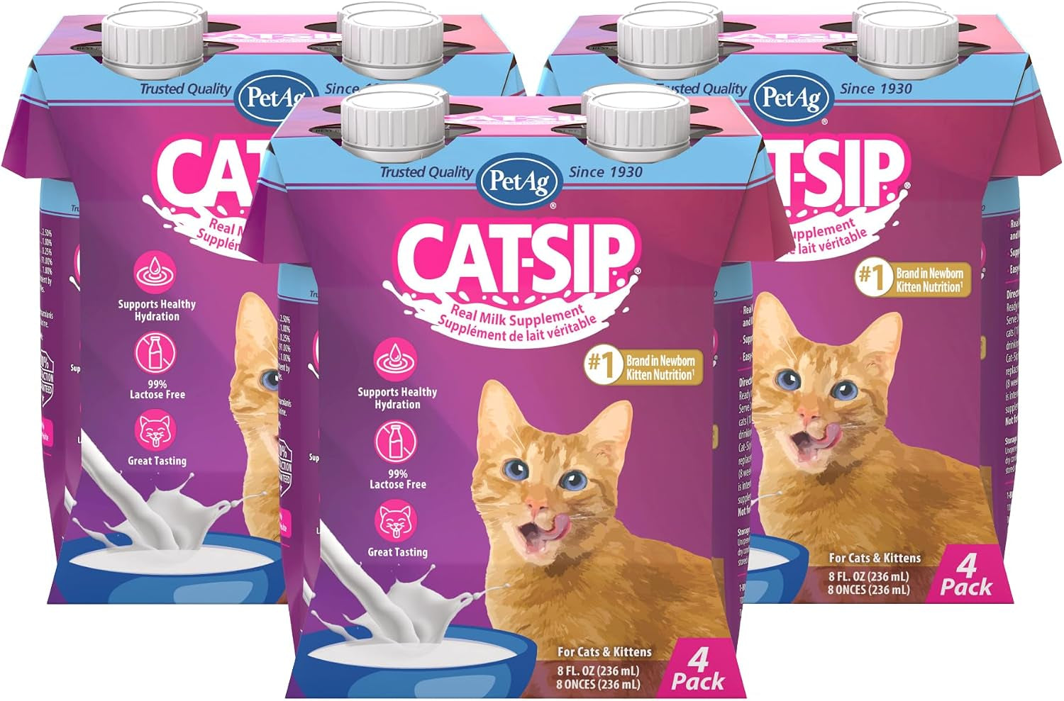 pet-ag-cat-sip-real-milk-8-oz-4-pack-ready-to-feed-snack-for-cats-kittens-easy-to-digest-with-99-lactose-free-low-fat-grade-a-milk-encourages-hydration