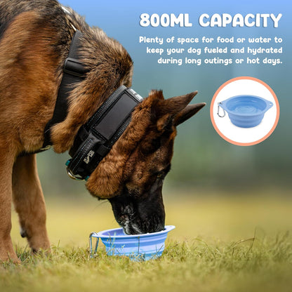 Collapsible Dog Bowl - 800Ml/27 Oz Portable Silicone Travel Water Bowl for Dogs with Carabiner | Foldable, Dishwasher Safe | Hiking, Camping Dog Essentials & Outdoor Pet Feeding - Blue3