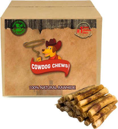Cowdog Chews 5-6 Inches Rawhide Retriever Roll - Chewing Dog Treat, 100% Natural - Natural Grass Fed Livestock Sourced (50 Pack)10