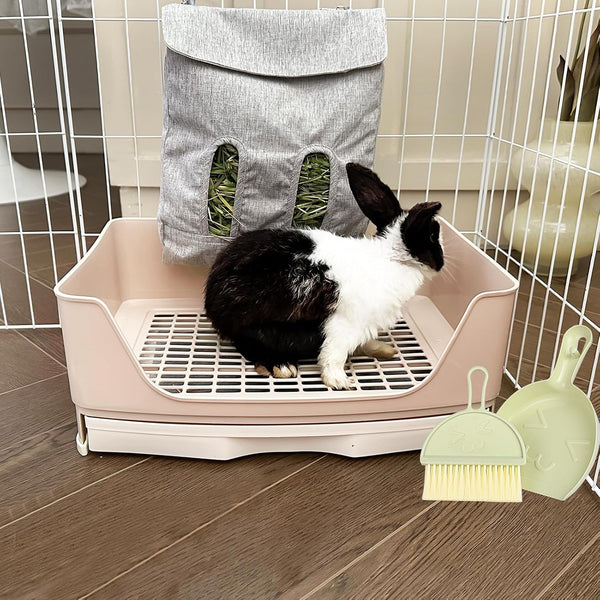 Large Rabbit Litter Box Bunny Litter Box, Potty Training for Rabbits Litter Pan with Drawer, Rabbit Bedding Toilet for Adult Guinea Pig, Ferret, Bunny and Other Animals (Brown)7