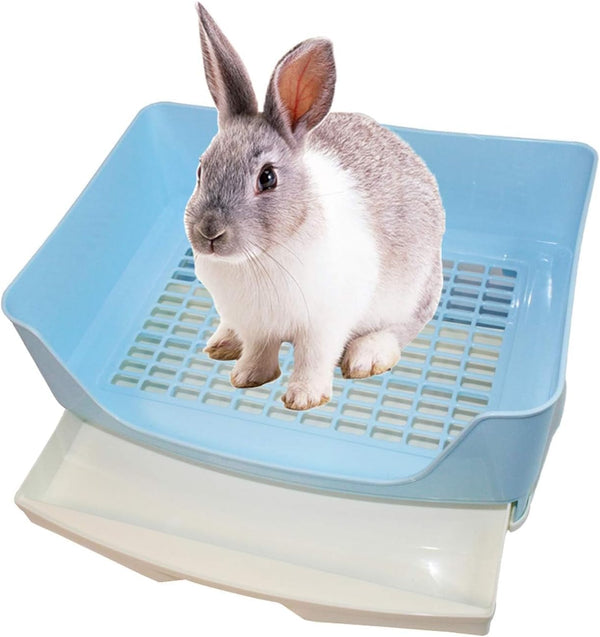 Kathson Large Rabbit Litter Box Trainer, Potty Corner Toilet with Drawer Bigger Pet Pan for Adult Hamster, Guinea Pig, Ferret, Galesaur, Bunny and Other Animals (Brown)11