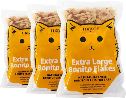 Mayde Bonito Flakes for Cats & Dogs - 100% Natural High-Protein Fish Treats for Cats & Dogs - Extra Large Dried Bonito Flakes - 4 Oz Bag8