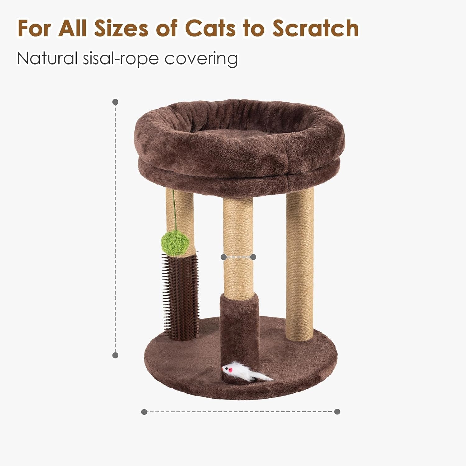 21-tall-cat-scratching-post-with-plush-cat-bed-stable-cat-tree-for-indoor-cats-interactive-toy-grooming-brush-included