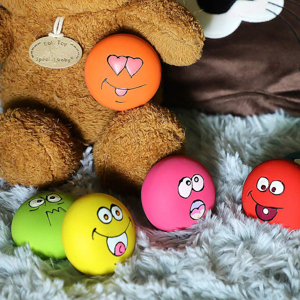 Smile Face Dog Squeaky Toys Soft Latex Squeak Balls for Puppy Small Pet Dogs 6 Pcs/Set2
