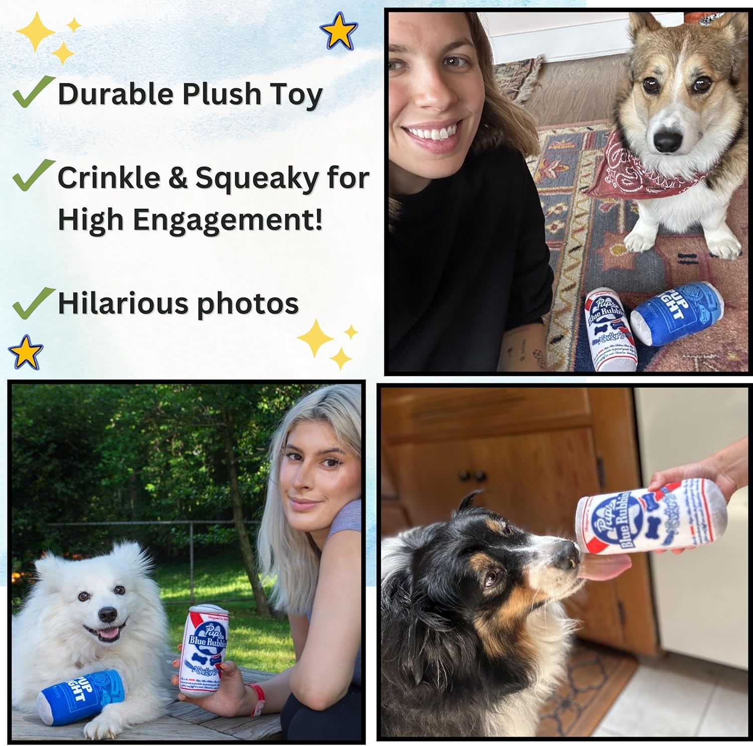 nestpark-pup-light-and-pups-blue-rubbin-parody-beer-dog-toys-funny-plush-squeaky-and-crinkle-dog-toys-dog-gifts-for-dog-birthday-2-pack-mix