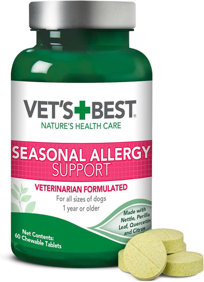 Vet'S Best Seasonal Allergy Chewable Tablets for Dogs, Soothes Dog, 60Ct | Seasonal Allergy Relief Tablets, Helps Soothe Itchy Skin, Supports Healthy Skin & Coat, Daily Chewable Formula1