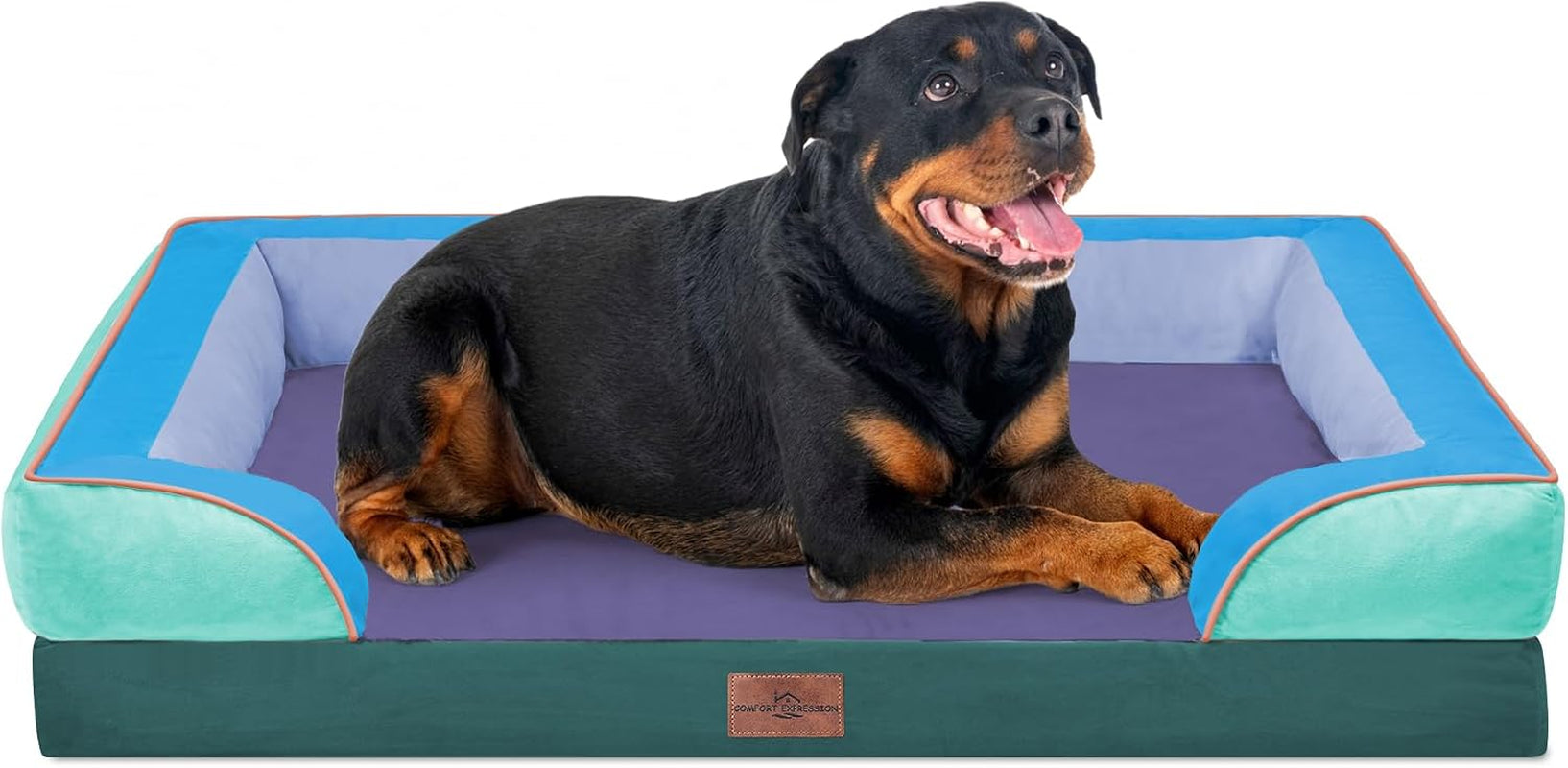 comfort-expression-orthopedic-dog-bed-for-extra-large-dogs-with-bolster-waterproof-dog-couch-bed-with-washable-cover-non-slip-bottom-supportive-egg-crate-foam-xl-pet-bed-42x30-inch