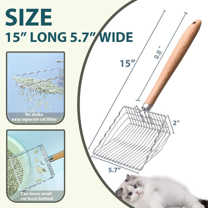 Cat Litter Scoop, Kitty Metal Scooper with Hook and Hole, Non Stick | Stainless Steel Kitten Poop Lifter, Durable & Heavy Duty Sifter, Easy to Clean, Saves Time, for Litter Box4