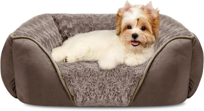 INVENHO Rectangle Washable Orthopedic Dog Bed for Small, Medium and Large Dogs, Soft Calming, Sleeping Puppy Bed Durable Pet Cuddler with Anti-Slip Bottom, S (20"X19"X6")33