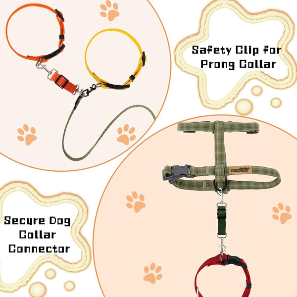 Saintrygo 8 Pieces Dog Collar Clip Prong Collar Safety Clip Adjustable Nylon Backup Harness Connector, Double Ended Backup Clasp for Dog Harness Pet(Cute Colors)3