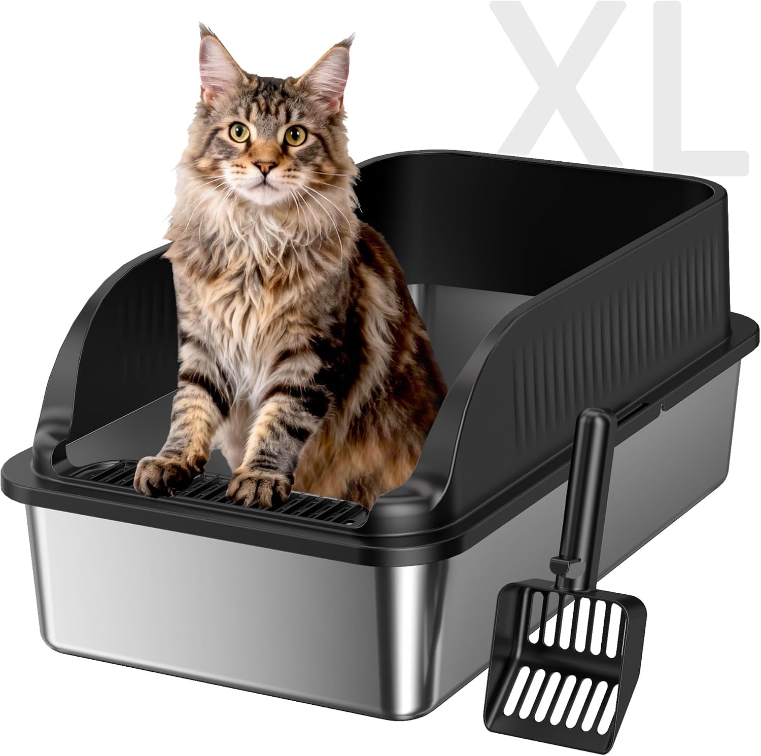 stainless-steel-cat-litter-box-with-lid-xl-metal-high-sided-litter-box-odor-free-open-top-litter-pan-easy-cleaning-anti-urine-leakage-non-stick-includes-scoop-light-grey