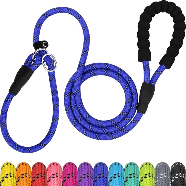 Tagme Slip Lead for Dogs, No Pull Training Leash, Padded Handle (Hot Pink) | Braided Climbing Rope, Reflective Stitching, 6 Ft, Fits Small to Large Dogs up to 250 Lbs, Cushioned Grip, No Leash Burn10