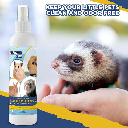 Waterless Shampoo for Small Critters - 8Oz Cruelty Free Dry Shampoo - No Rinse for Pet Ferrets, Guinea Pigs, Hedgehogs, Sugar Gliders, Rabbits & Hamsters (8 Oz, Fragrance Free)7