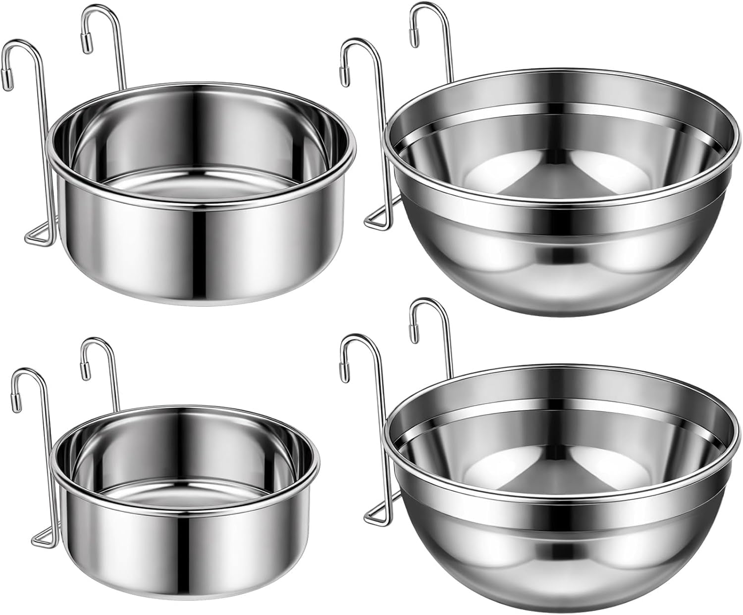 zhehao-4-pack-hanging-dog-water-and-food-bowls-for-kennel-cage-no-spill-dog-crate-water-bowl-stainless-steel-bowls-dish-for-dogs-crate-cage-accessories-35oz-50oz-65oz