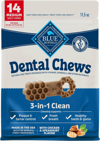 Blue Buffalo Dental Chews Medium Natural Dog Treats, Chicken & Spearmint 23-Oz Bag (28 Count)16