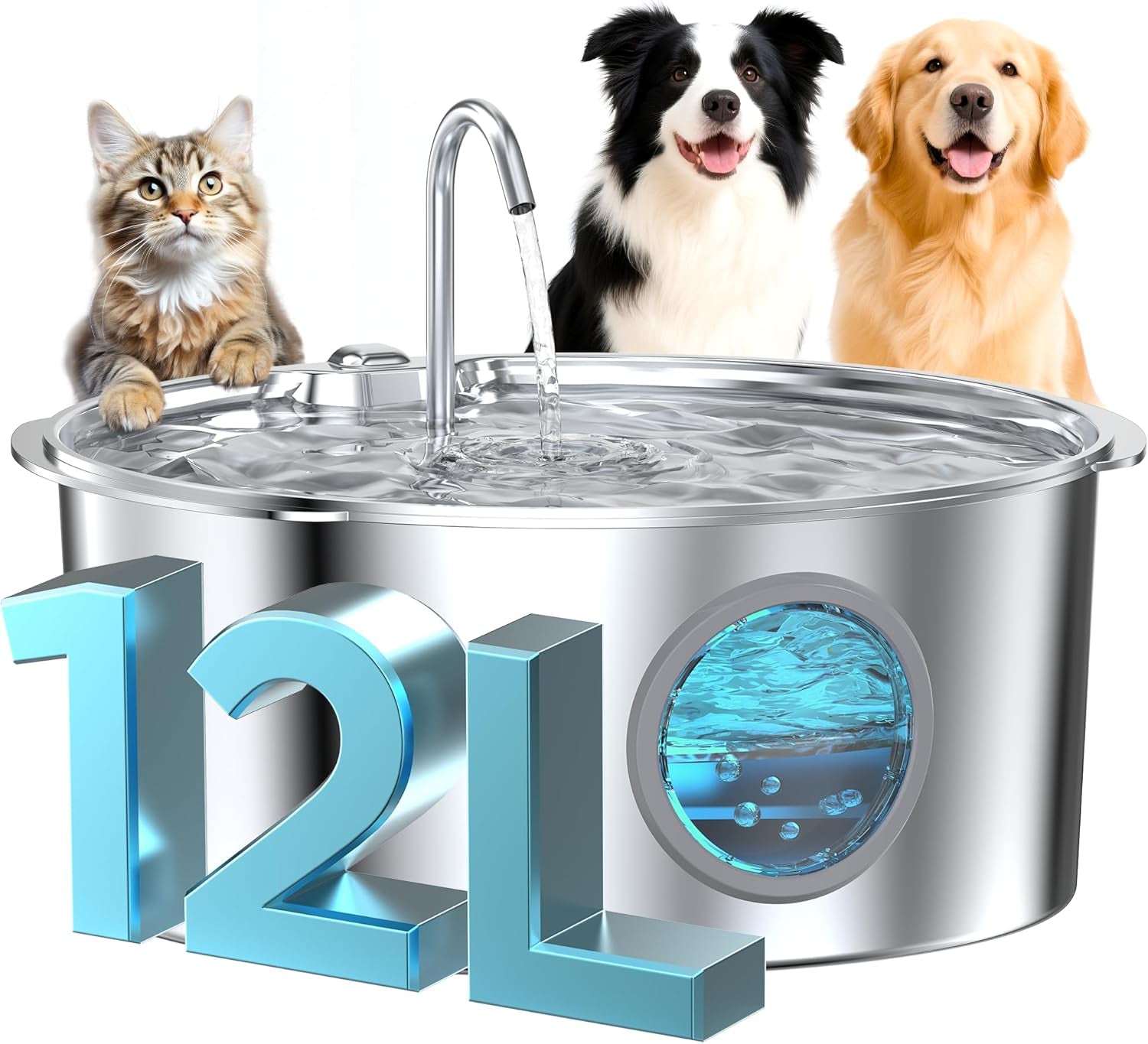 dog-water-fountain-for-large-dogs-stainless-steel-dog-fountain-water-bowl-3-2gal-406oz-12l-super-quiet-big-cat-water-fountain-with-visual-water-level-great-for-large-dogs-cats-and-multi-pet-home