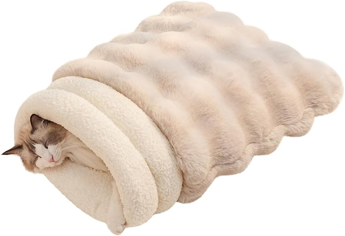 somahe-cat-sleeping-bag-for-indoor-cats-faux-fur-pet-cave-bed-burrow-nest-reversible-plush-snuggle-sack-portable-foldable-mat-machine-washable-anti-static-21-7x17-7grey