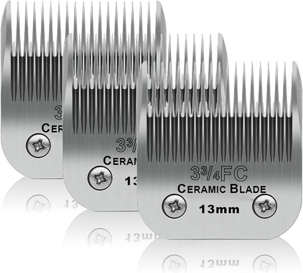 7FC Dog Grooming Ceramic Blades,Compatible with Andis,Oster A5,Wahl KM10 | Size 7FC Detachable Ceramic Blade 1/8-Inch 3.2MM Cut Length,3 Pack23
