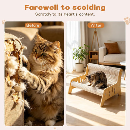 Sisal Cat Scratcher Sofa, Durable Frame Cat Couch Scratcher for Indoor Cats, Mess-Free No Shedding Cat Scratcher Bed, Multi-Functional Lounge for Scratching & Playing, Easy Assembly Furniture6