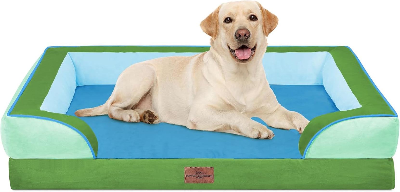 comfort-expression-orthopedic-dog-bed-for-extra-large-dogs-with-bolster-waterproof-dog-couch-bed-with-washable-cover-non-slip-bottom-supportive-egg-crate-foam-xl-pet-bed-42x30-inch