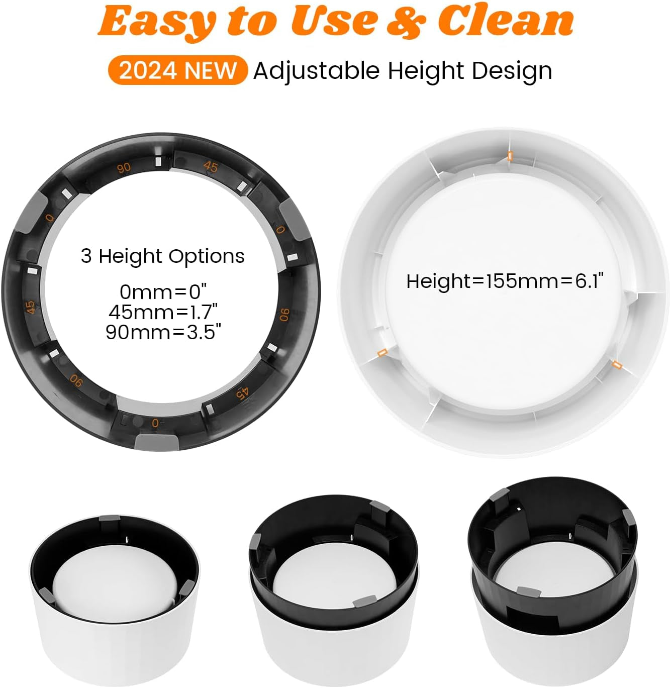 pawque-raised-95oz-slow-drinking-dog-water-bowl-no-spill-medium-large-breed-single-elevated-stainless-steel-water-bowl-with-floating-disc-stable-sturdy-base-and-snap-on-adjustable-height-stand