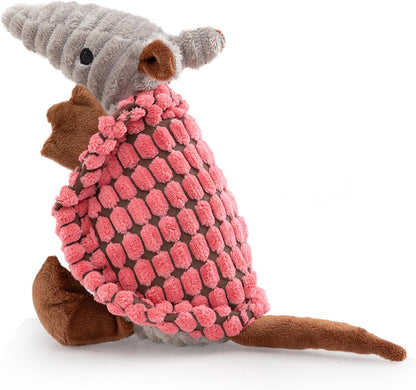 Hollypet Plush Dog Squeaky Toy Stuffed Armadillo Animal Pet Puppy Chew Toys with Clean Teeth for Small Medium Large All Breed Sizes Dogs, Gray, 8 In14
