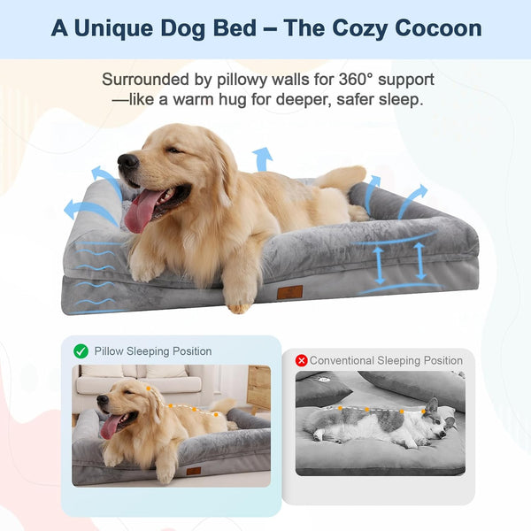 XL Orthopedic Waterprood Dog Bed for Extra Large Size Dogs | 360 Degree Bolster Support, Egg Crate Foam, Waterproof Liner, Non-Slip Bottom, Machine Washable Cover, 45 X 35 Inch4